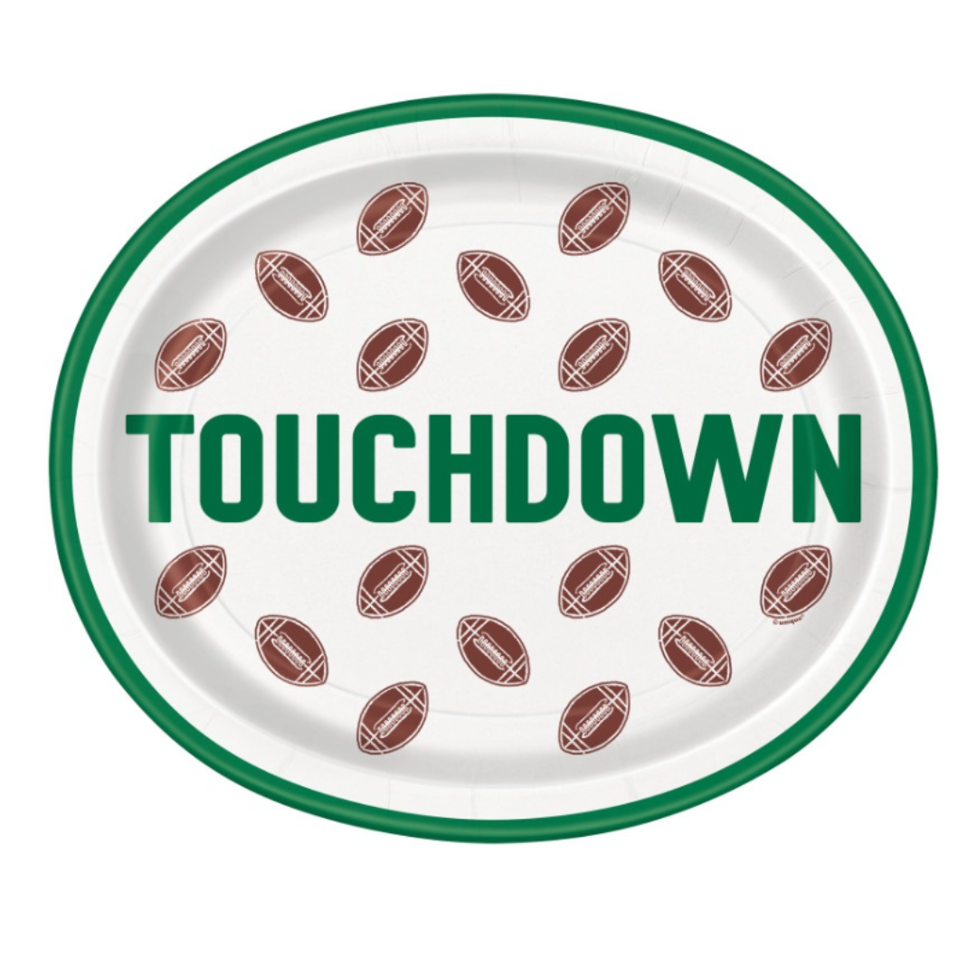 Touchdown Football Oval Plates 12pk