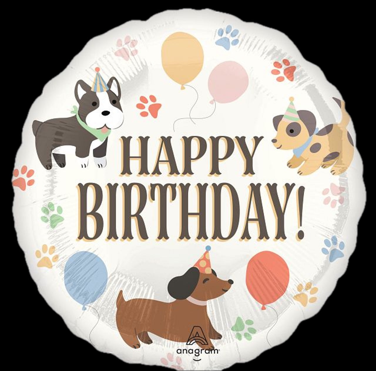 Foil Standard - Puppy Themed Happy Birthday