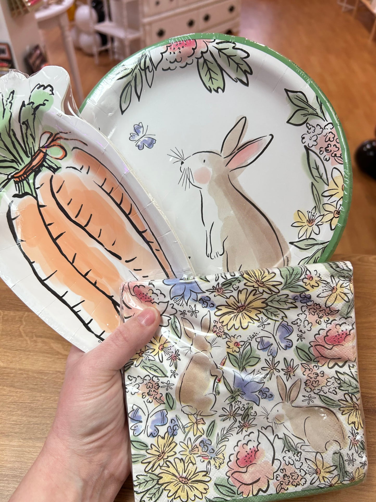 Floral Rabbit Easter Plates