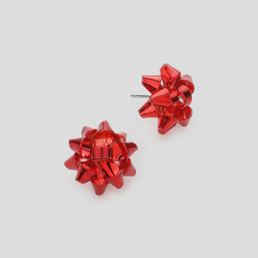 Red Bow Stud Earrings