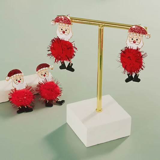 Santa Pom Pom Earrings