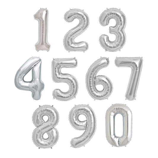 Number Balloon - Silver